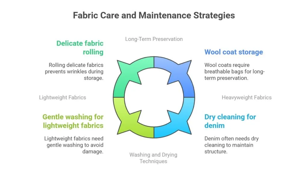 Fabric care and maintenance showing proper washing techniques