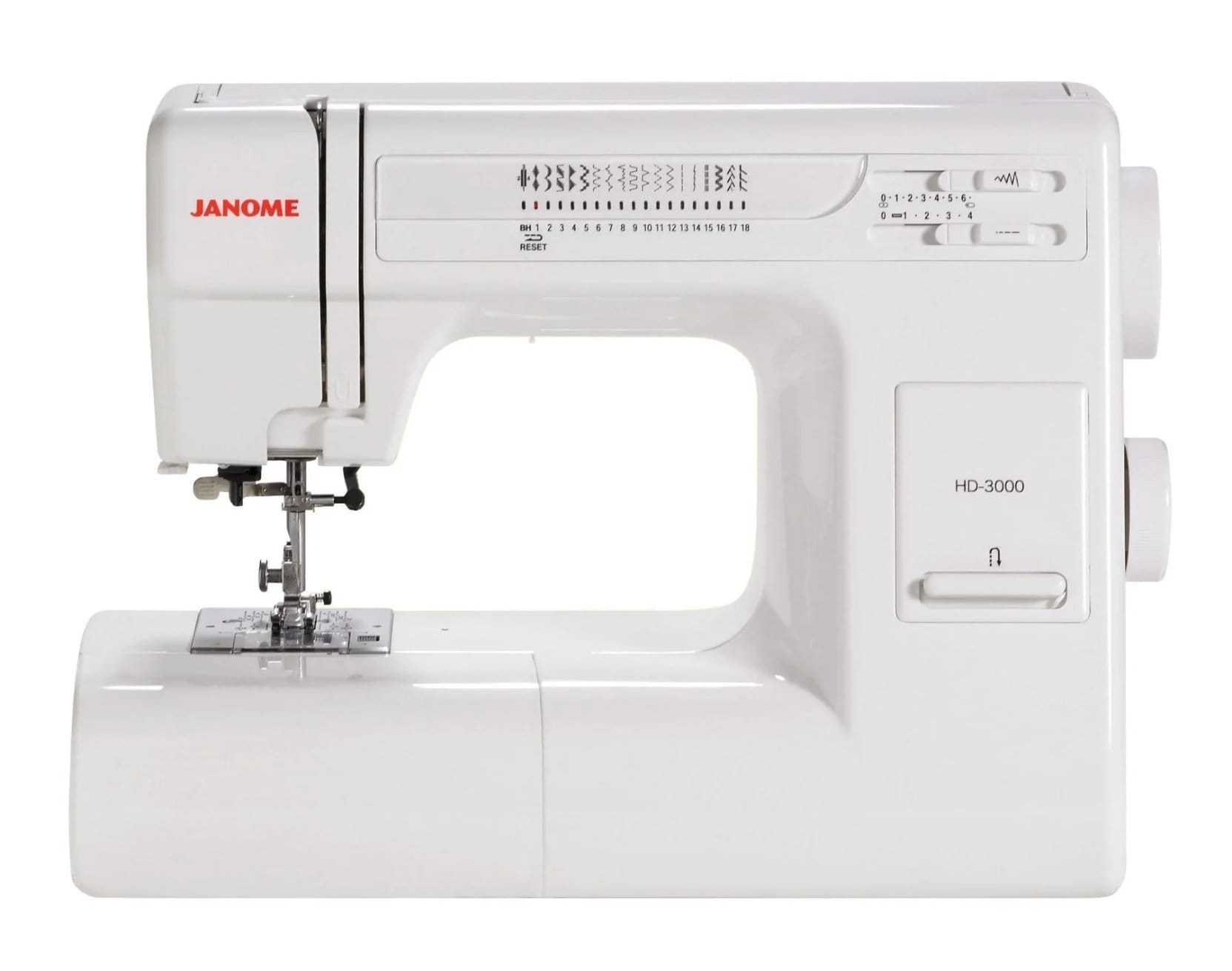 Janome HD3000 heavy duty sewing machine with stitch selection panel