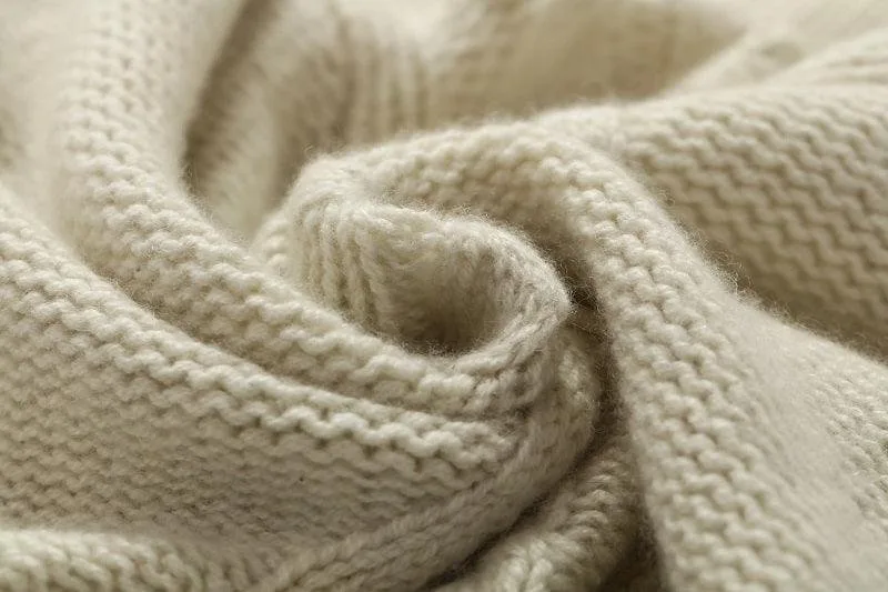 soft cashmere knit fabric with plush texture from Kashmiri and Mongolian goat fibers