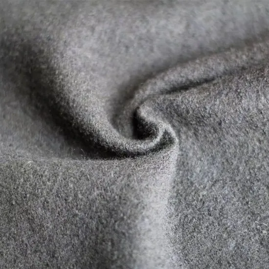 gray New Zealand merino wool fabric with soft texture and fine wool fibers