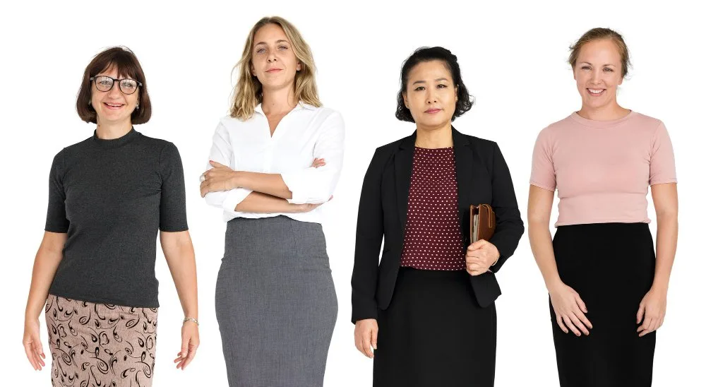 Professional workplace outfit featuring elegant blouses and structured tops suitable for office environments