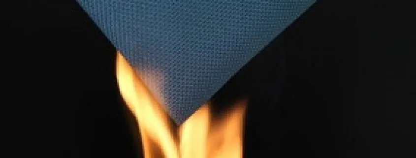 A fire-resistant fabric being tested