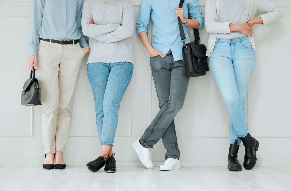 Styling guide showing how to wear pants and trousers for various occasions from casual to formal
