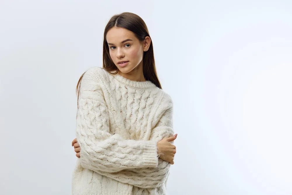 Classic pullover sweater styling example