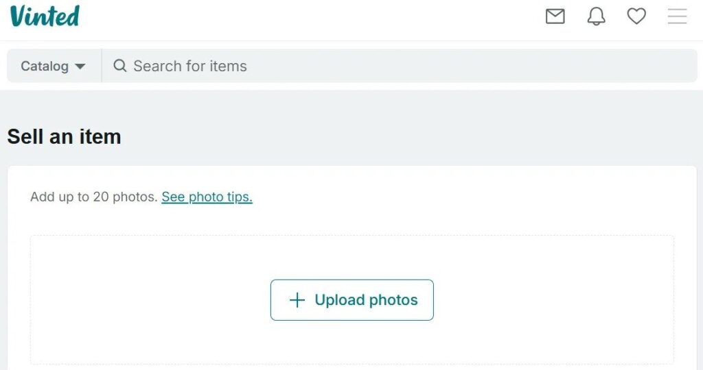 Vinted list an item page for sellers