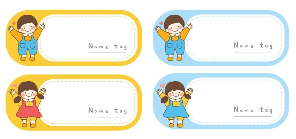 4 name tag stickers for toddlers