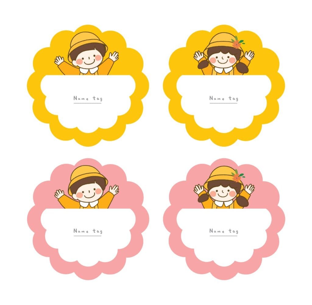 Toddler name tag sticker ideas