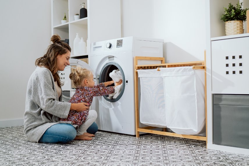 Toddler clothes care and washing setup with gentle detergents and proper washing techniques