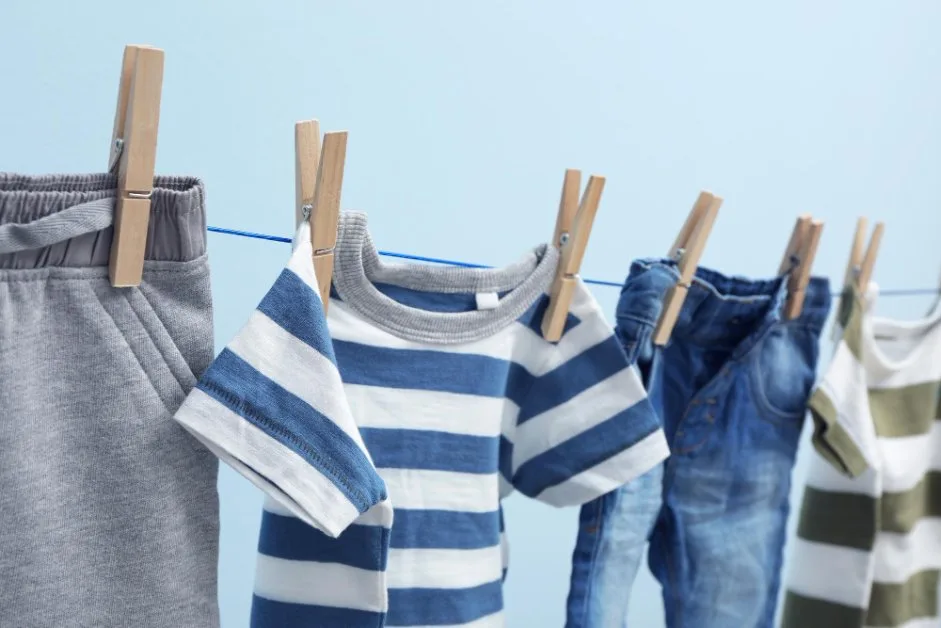 Proper washing and care of children's flame retardant clothing with gentle detergent and low heat settings