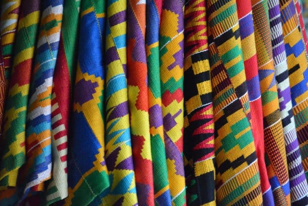 Colorful traditional patterned textiles representing global cultural fabrics