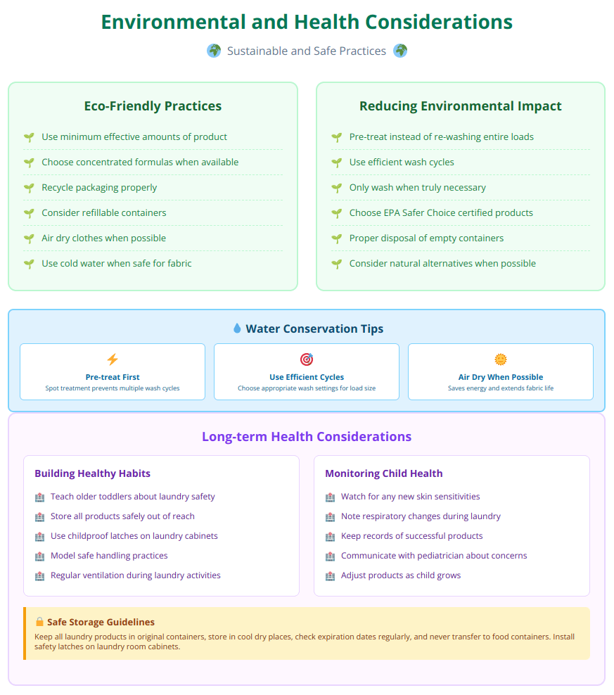 Guide to eco-friendly laundry practices, water conservation, and long-term health considerations for families using OxiClean