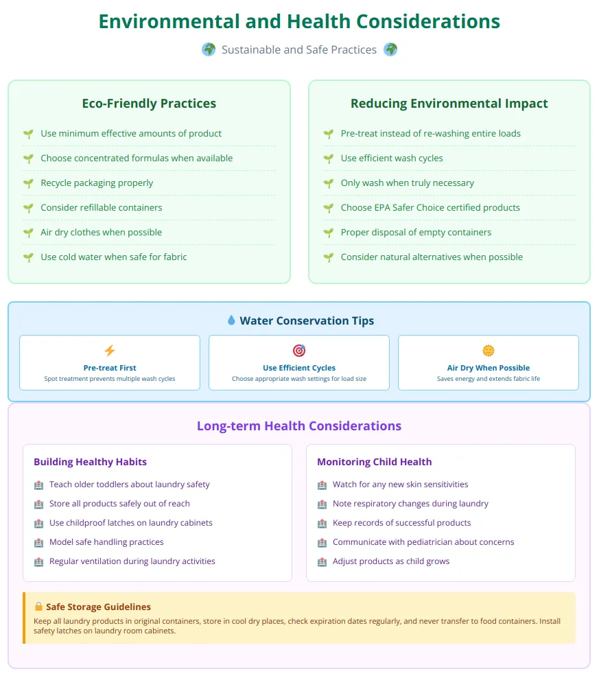 Guide to eco-friendly laundry practices, water conservation, and long-term health considerations for families using OxiClean