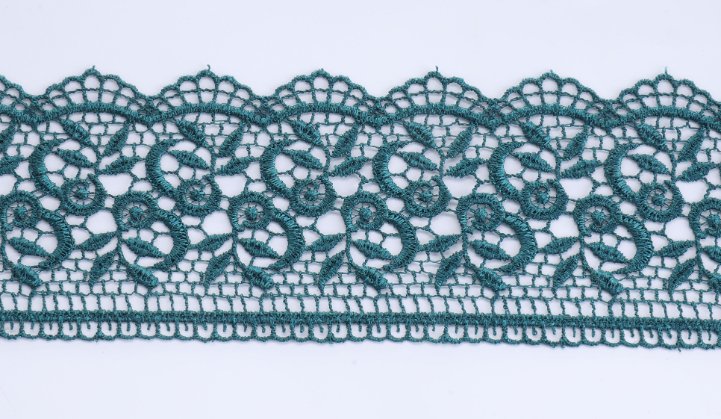 Detailed view of Cluny lace texture showing quality indicators and construction details