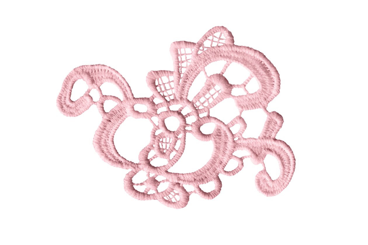 Various types of applique lace fabric samples showing different patterns and textures