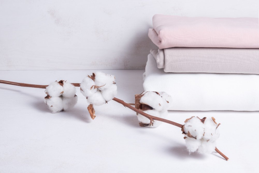 Step-by-step visual guide showing proper care methods for brushed cotton including washing, drying, and storage