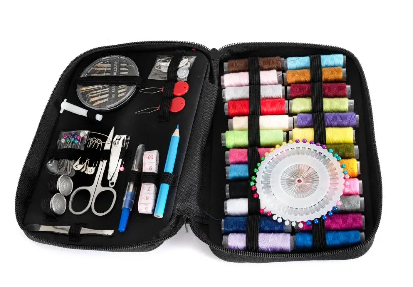 Essential Tools and Beginner Sewing Kit - Complete visual guide showing all the tools and supplies needed for a beginner sewing setup