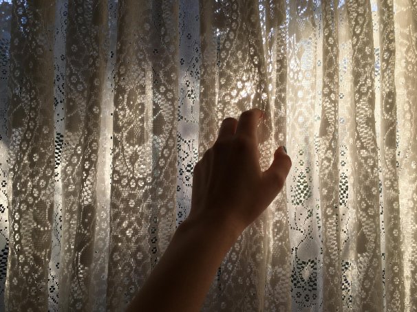 Crochet lace curtains in a home setting showing decorative applications