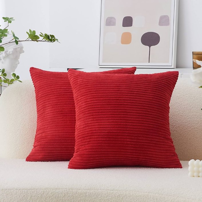 Interior design examples showing corduroy used in home decor including upholstery, pillows, and curtains