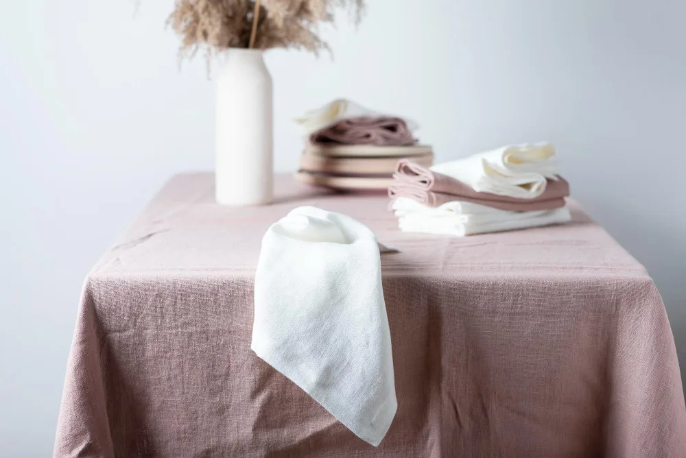 Various applications of spun polyester fabric including table linens, outdoor furniture, uniforms and home textiles