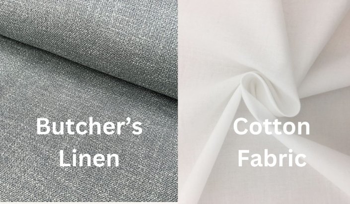 Side-by-side comparison of butcher's linen and cotton fabrics