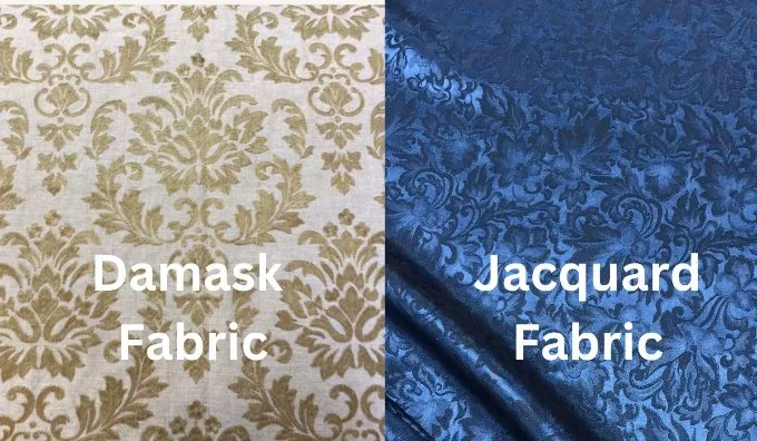 Diagram explaining relationship between Jacquard loom and damask fabric patterns