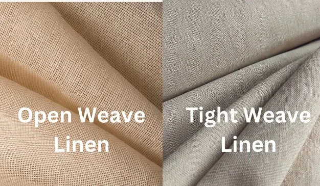 Comparison between loose weave and tight weave linen fabric