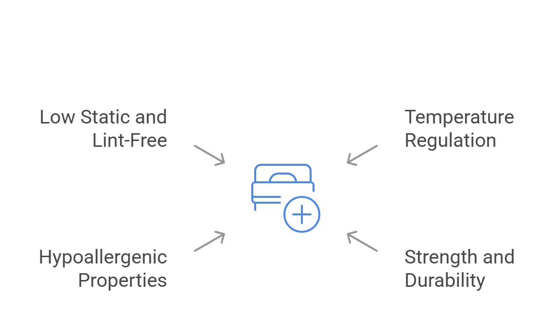 Comparison of linen fabric properties showing breathability, durability, and temperature regulation features