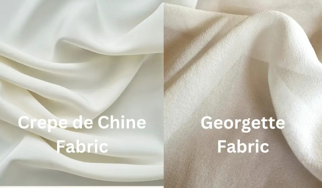 Comparison of Crepe de Chine fabric and georgette fabric showing differences in texture and weight