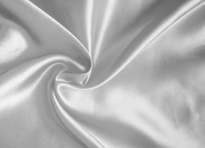 White duchess satin fabric with smooth swirl and subtle luster
