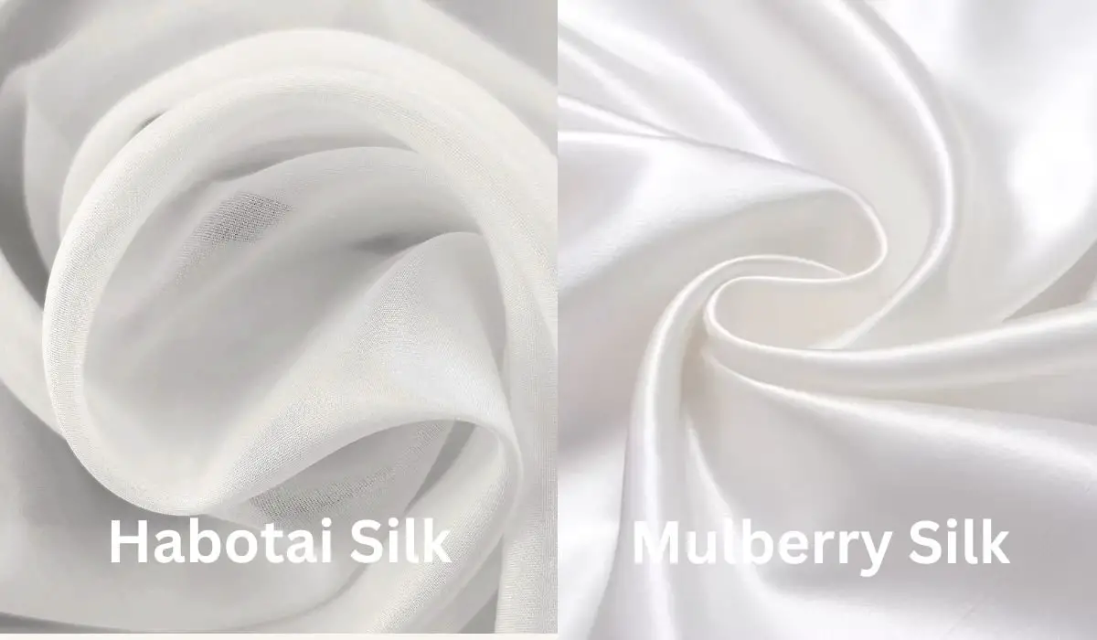 Comparison of lightweight habotai silk and glossy mulberry silk fabric