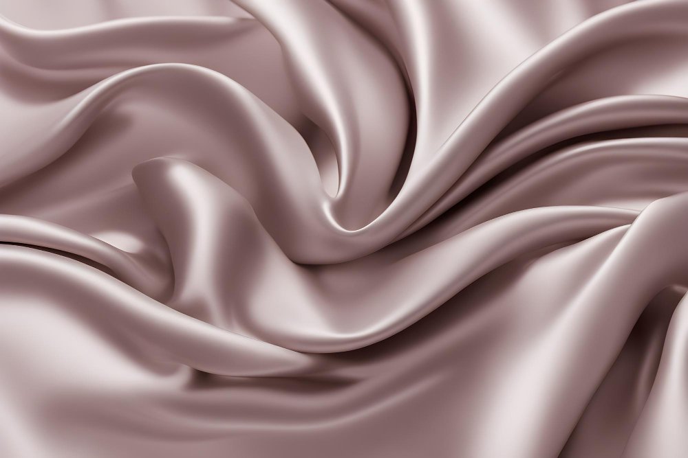 Soft mauve silk fabric draped in gentle folds with a smooth, glossy surface