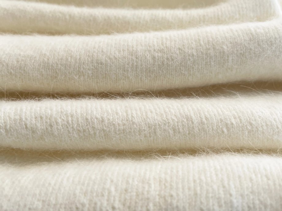 Angora wool fabric with soft fuzzy texture and fine natural fibers