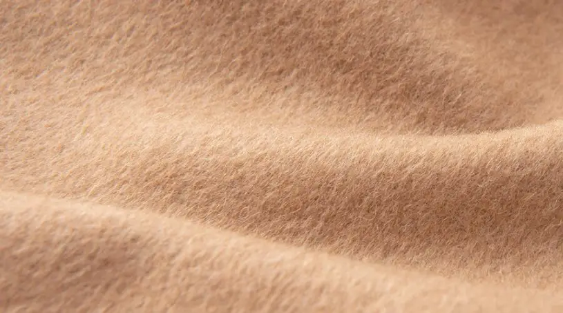 Camel hair fabric with a soft brushed surface in natural tan color