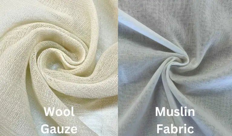 Wool gauze and muslin fabric comparison showing weave openness and texture