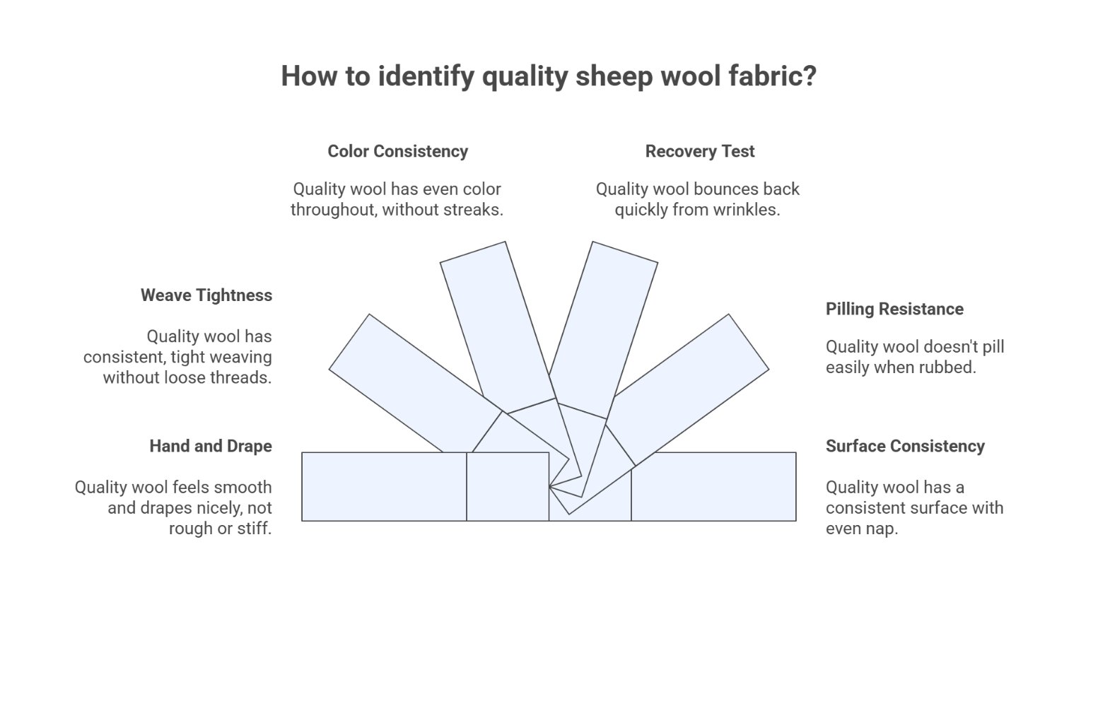 Infographic explaining how to identify quality sheep wool fabric