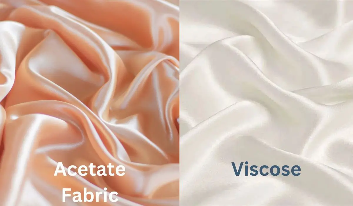 Comparison of acetate fabric and viscose fabric showing their similar sheen and fluid drape