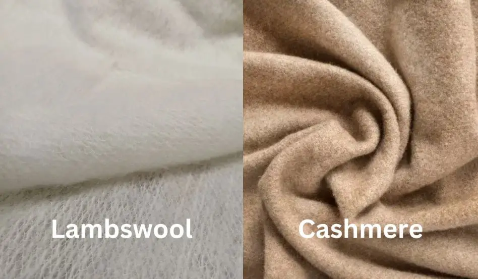 Comparison of lambswool and cashmere fabric textures side by side