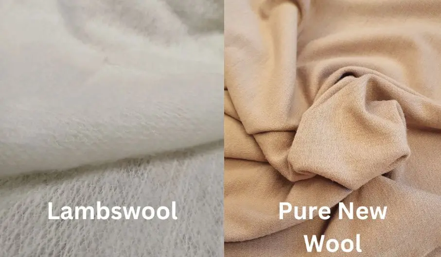 Lambswool versus pure new wool fabric comparison showing texture and drape