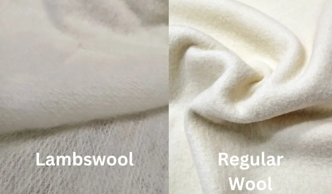 Lambswool and regular wool comparison showing differences in softness and fiber quality