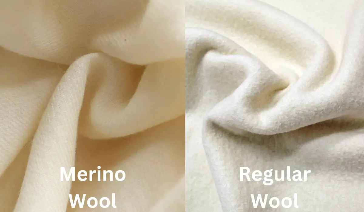 Merino wool fabric compared with regular wool fabric texture close up