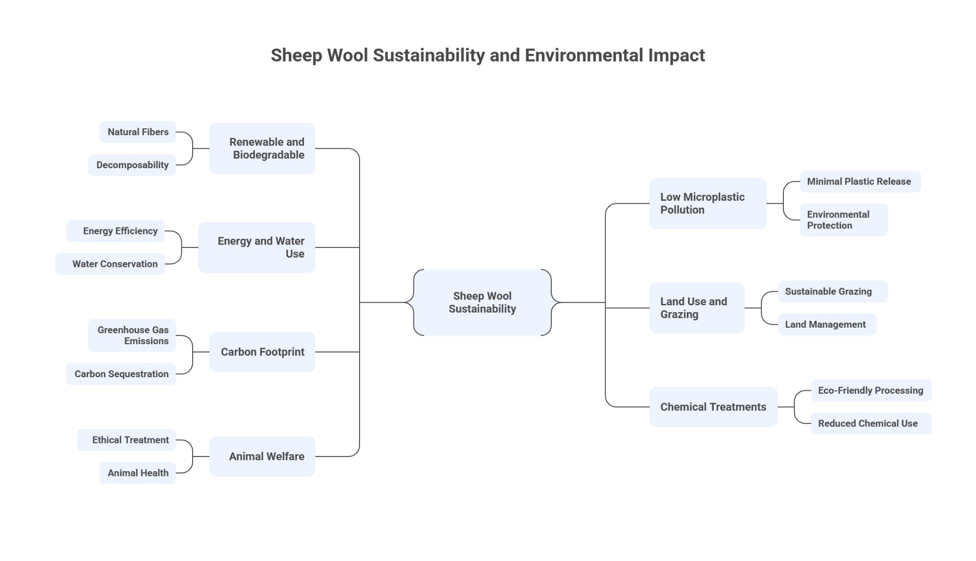 Diagram showing sheep wool sustainability and environmental impact factors