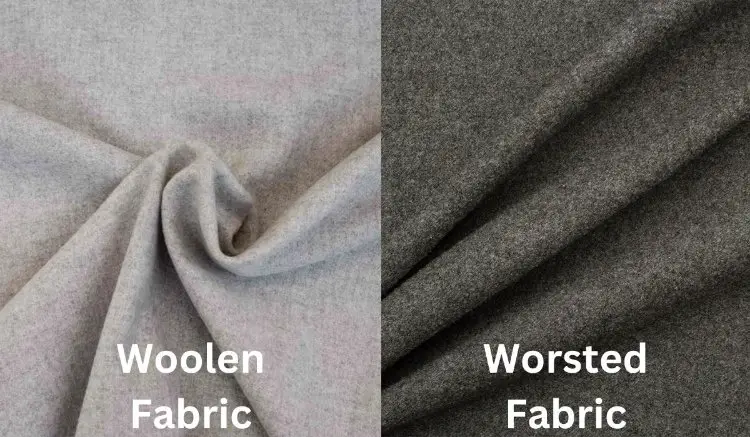 Comparison of woolen fabric and worsted fabric textures side by side