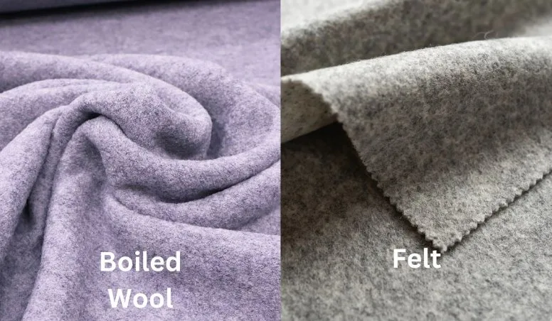 Boiled wool and loden wool fabric comparison showing texture, thickness, and traditional finishes