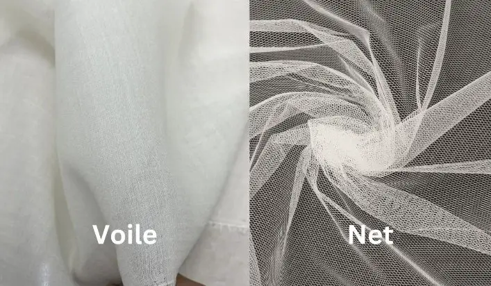 Voile fabric compared to net fabric showing softness, transparency, and comfort differences