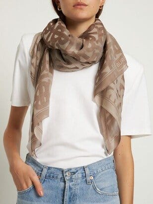 Jacquard chiffon scarf with subtle woven pattern and lightweight sheer texture