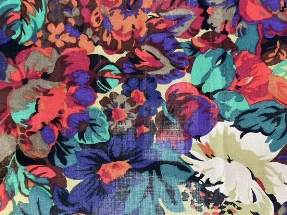 Vintage floral textile representing the historical use of delaine wool fabric in fashion