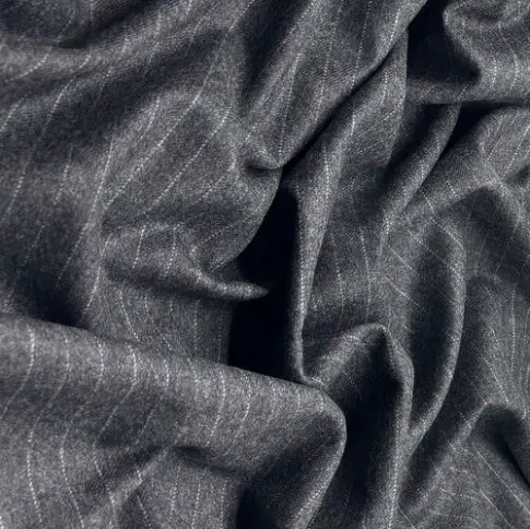 Close up view of classic wool flannel fabric texture and weave