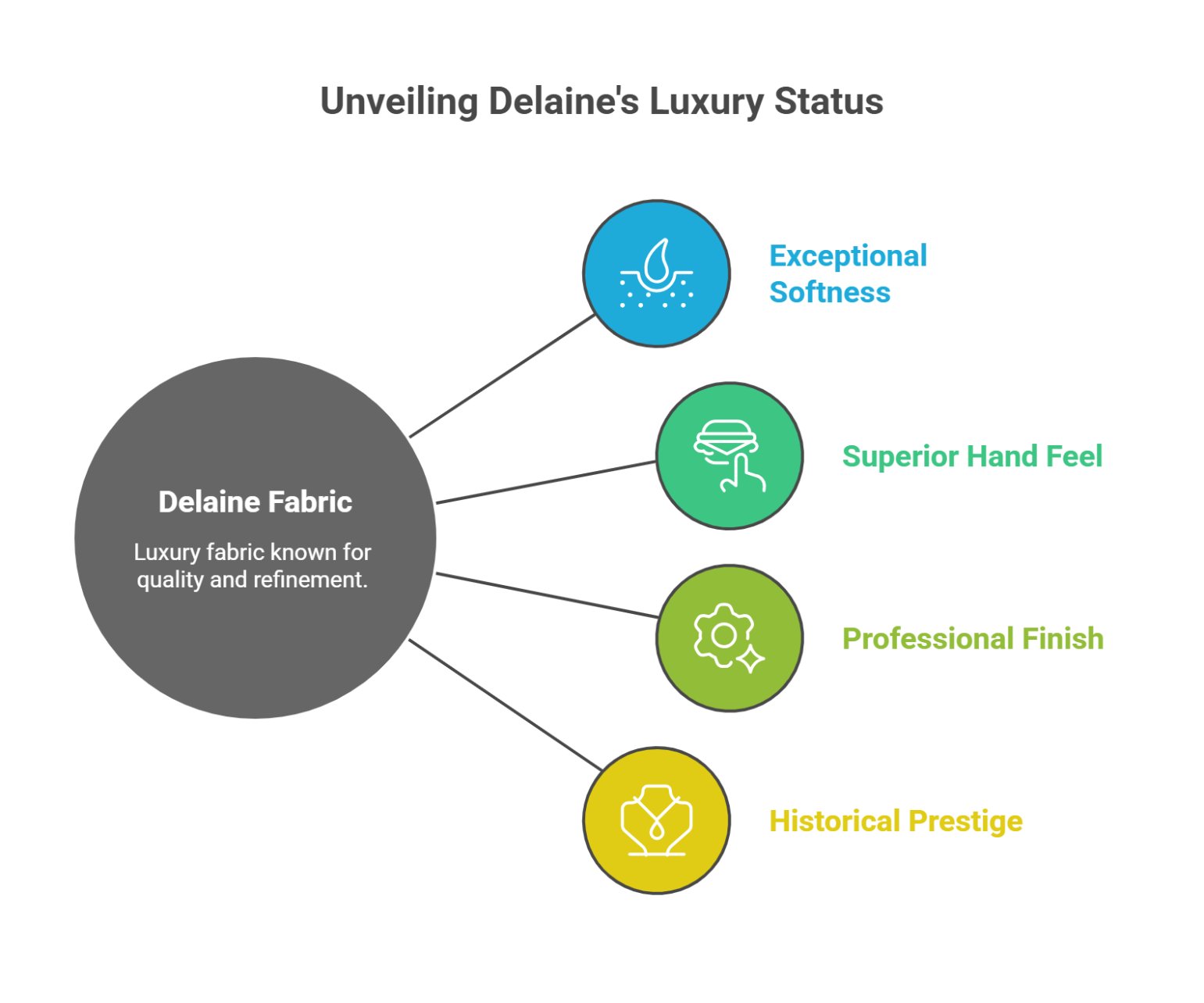 Infographic explaining why delaine fabric is considered a luxury textile