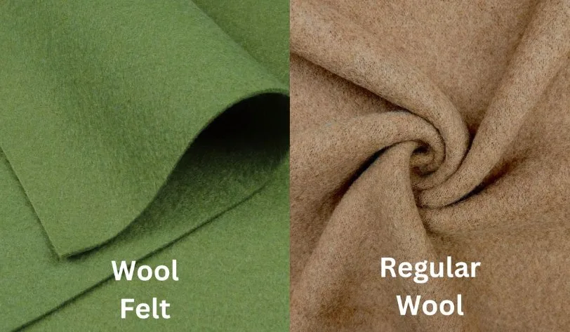 Wool felt and regular wool fabric comparison showing non woven felt versus woven wool texture