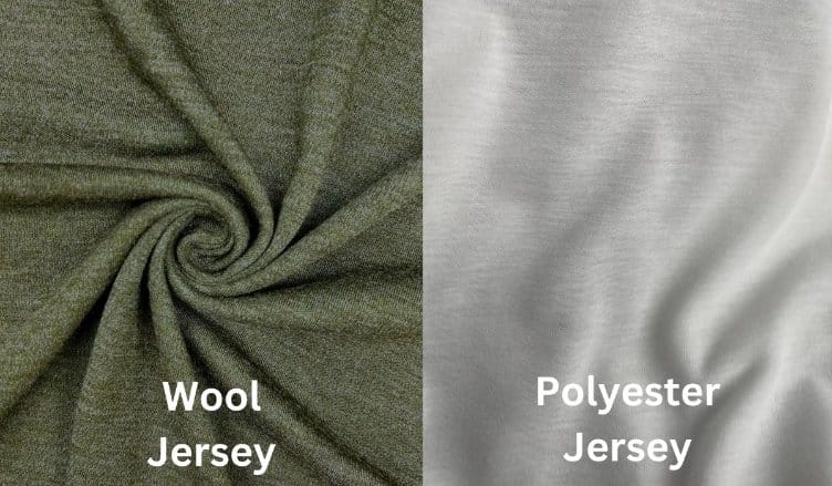 Comparison of wool jersey and synthetic polyester jersey fabric textures